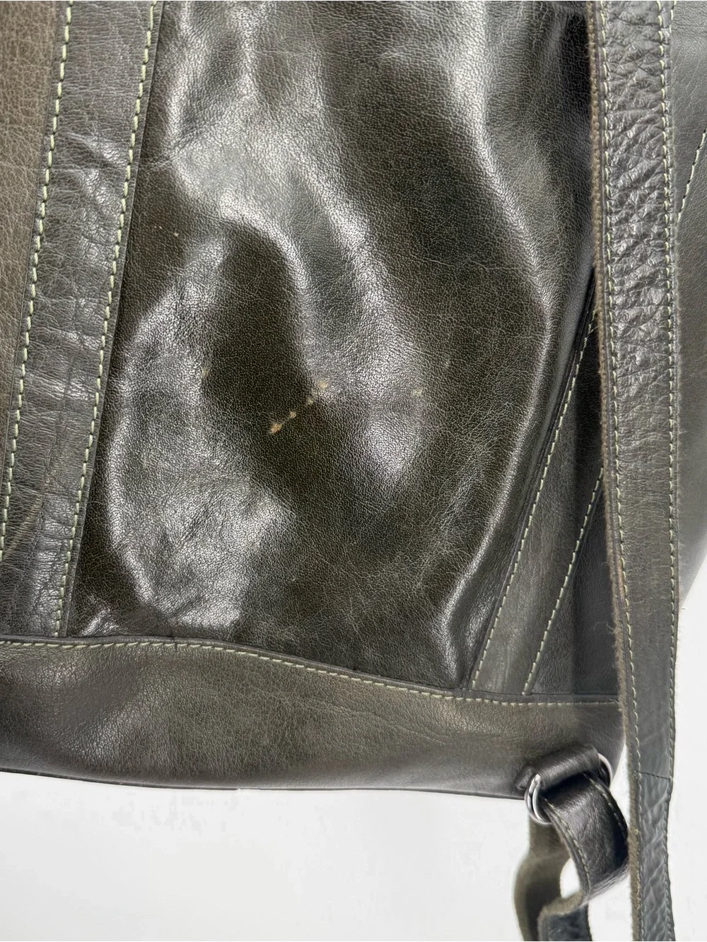 Genicci Olive Leather Structured Backpack Tote Travel Bag Unisex Business India
